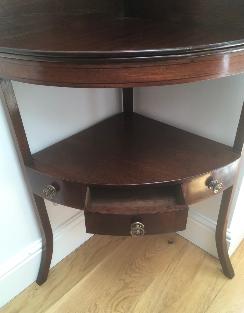 Georgian Mahogany Corner Table or Washstand View VII