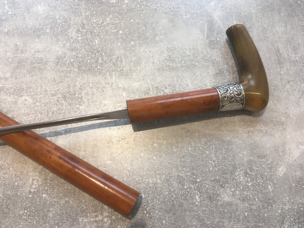Horn Handled Malacca Sword Stick 
