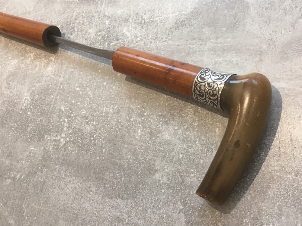 Horn Handled Malacca Sword Stick 