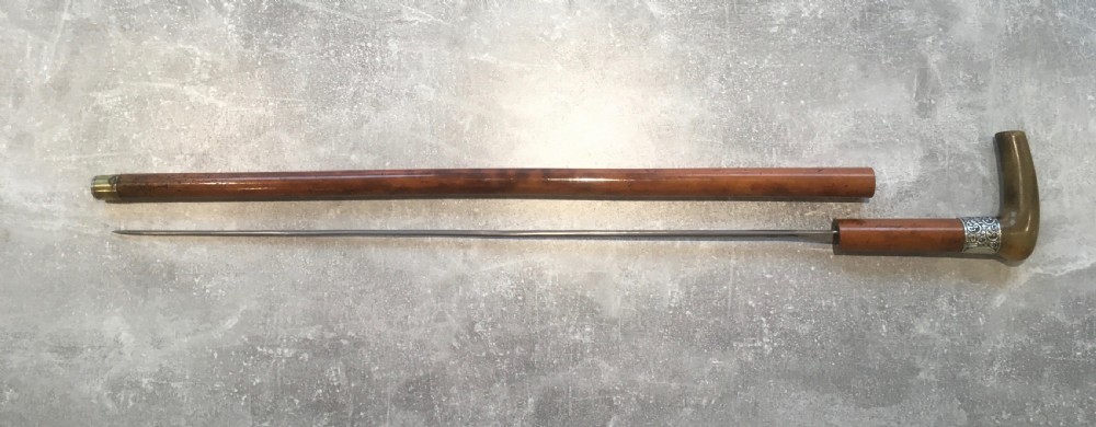 Horn Handled Malacca Sword Stick 