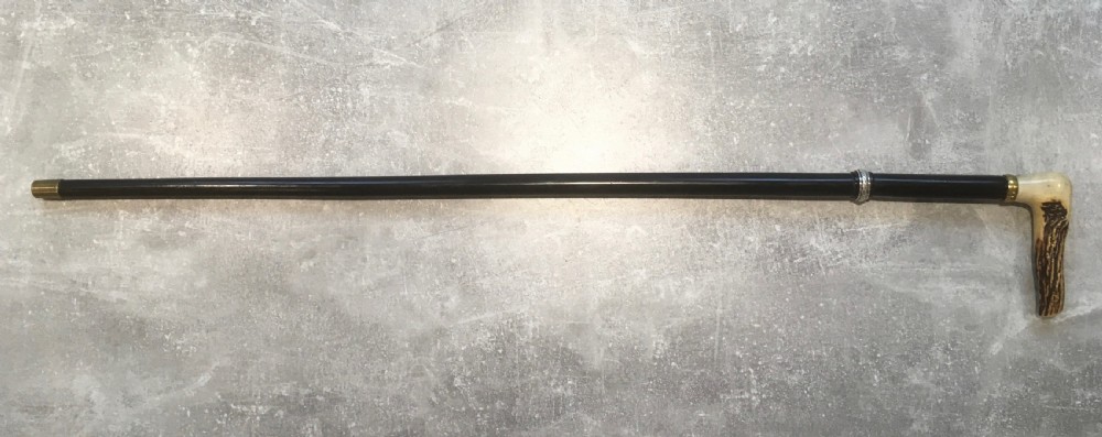 Black Ebonised Sword Stick with Antler Horn Handle View XIII