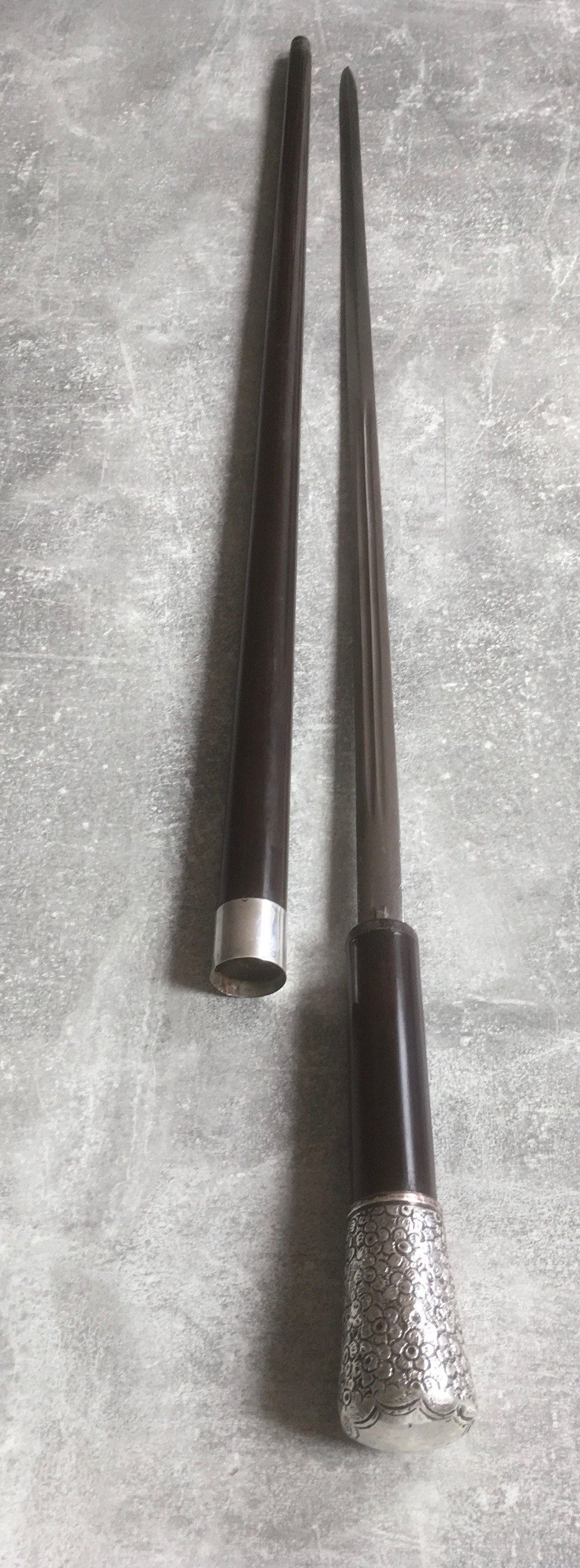 Ebony Sword Stick Silver Knop Birmingham 1889