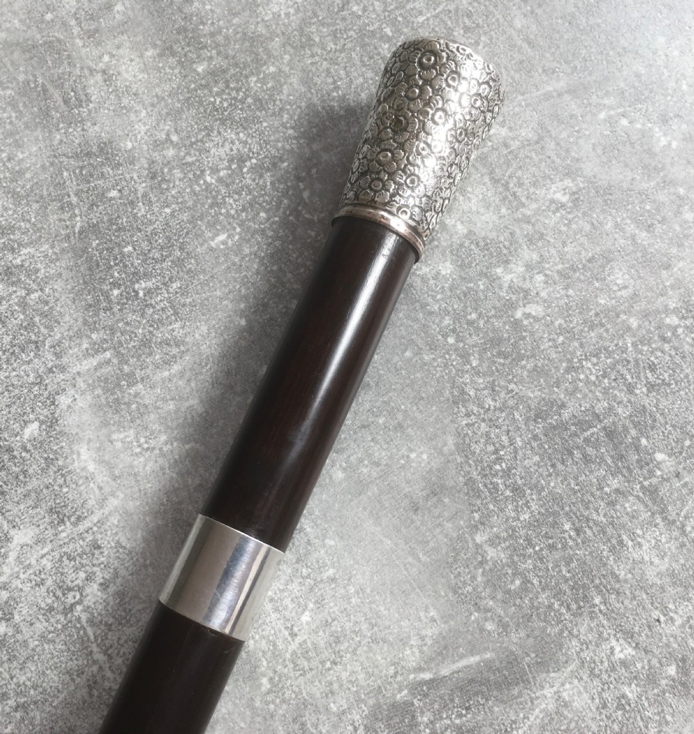 Ebony Sword Stick Silver Knop Birmingham 1889 View V