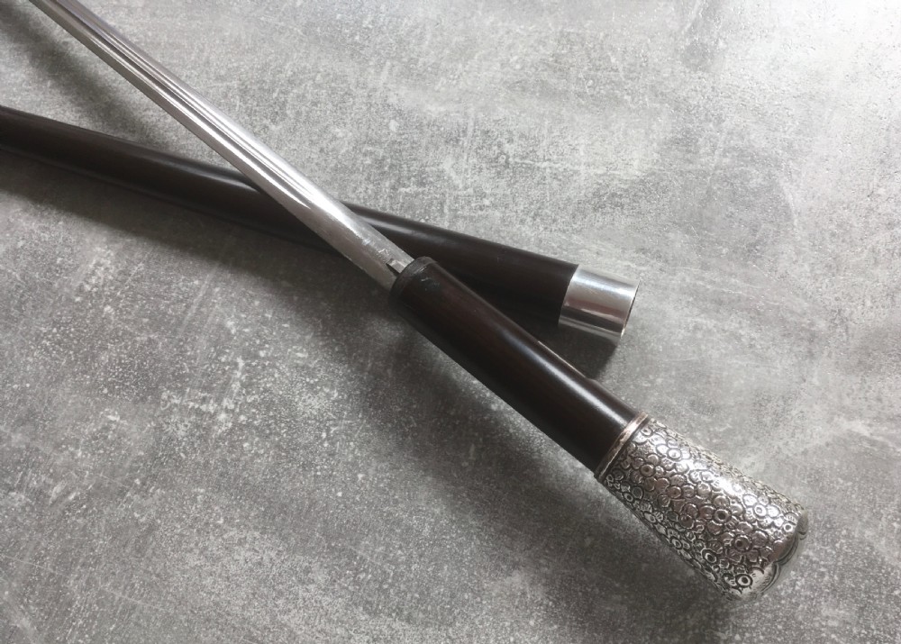Ebony Sword Stick Silver Knop Birmingham 1889 View VI