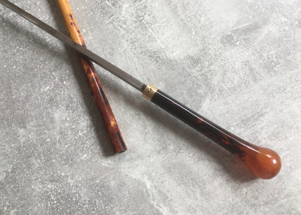 French Faux Tortoiseshell & Malacca Sword Stick View III
