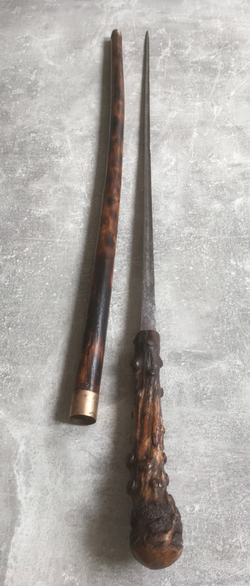 Large Late 19th Century Briar Wood Handled Sword Stick