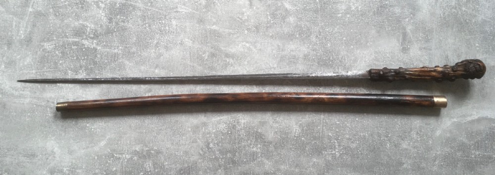 Large Late 19th Century Briar Wood Handled Sword Stick View XI