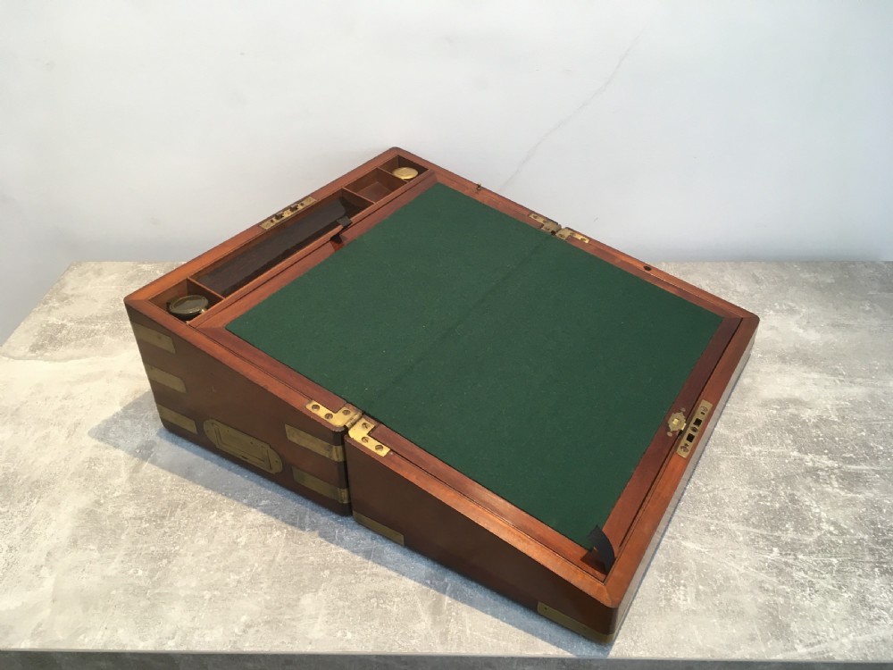 Brass Bound Mahogany Campaign Writing Slope View II