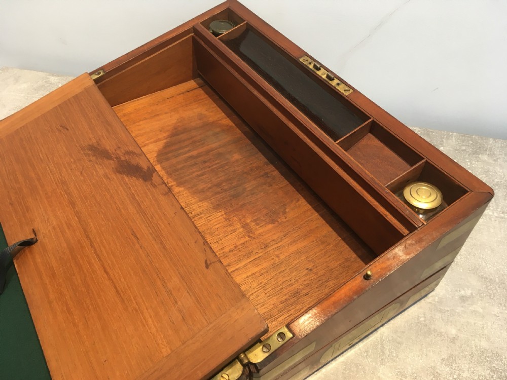 Brass Bound Mahogany Campaign Writing Slope View VI