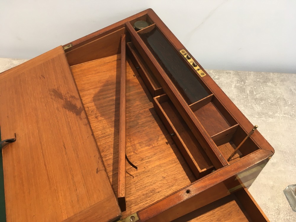 Brass Bound Mahogany Campaign Writing Slope View VIII