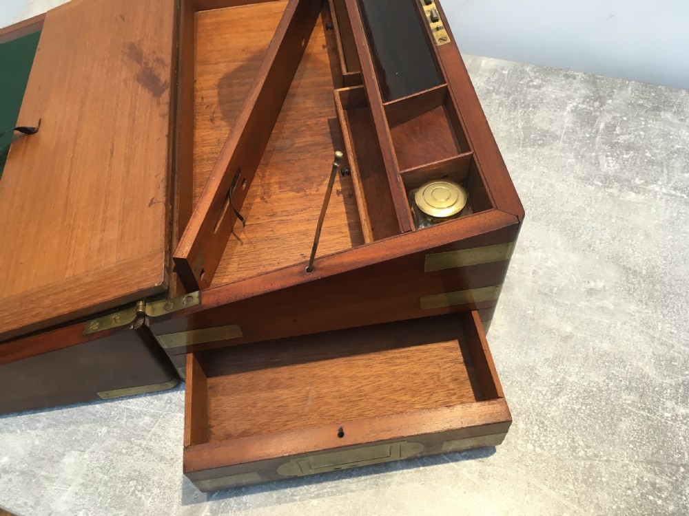 Brass Bound Mahogany Campaign Writing Slope View X
