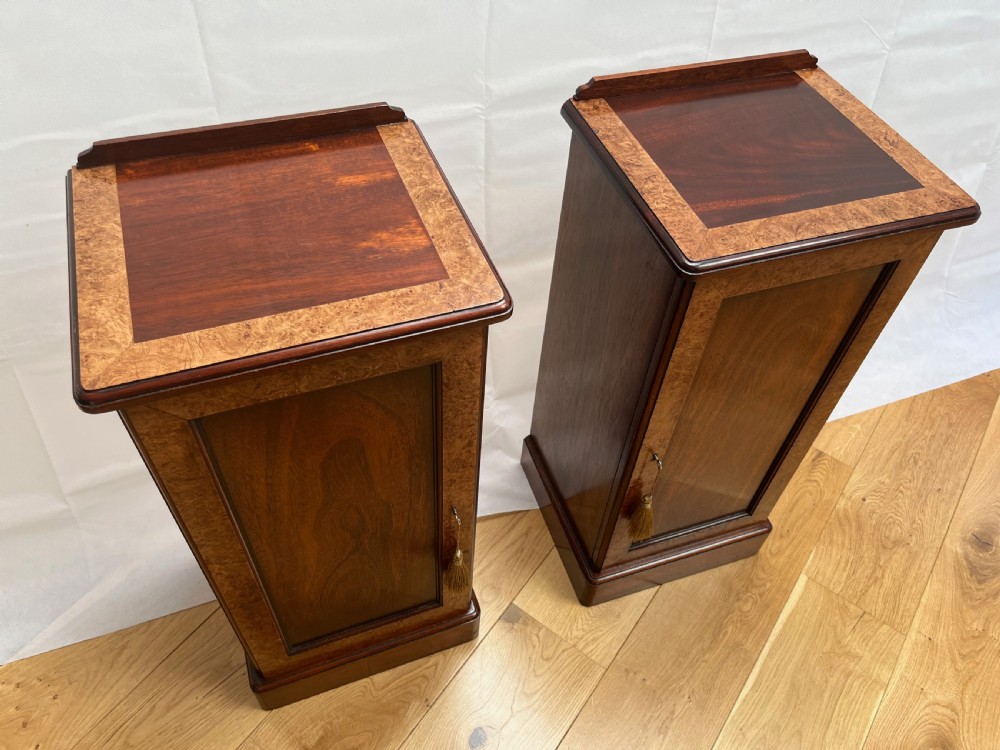 Pair of Mahogany & Burr Walnut Bedside Cabinets View V