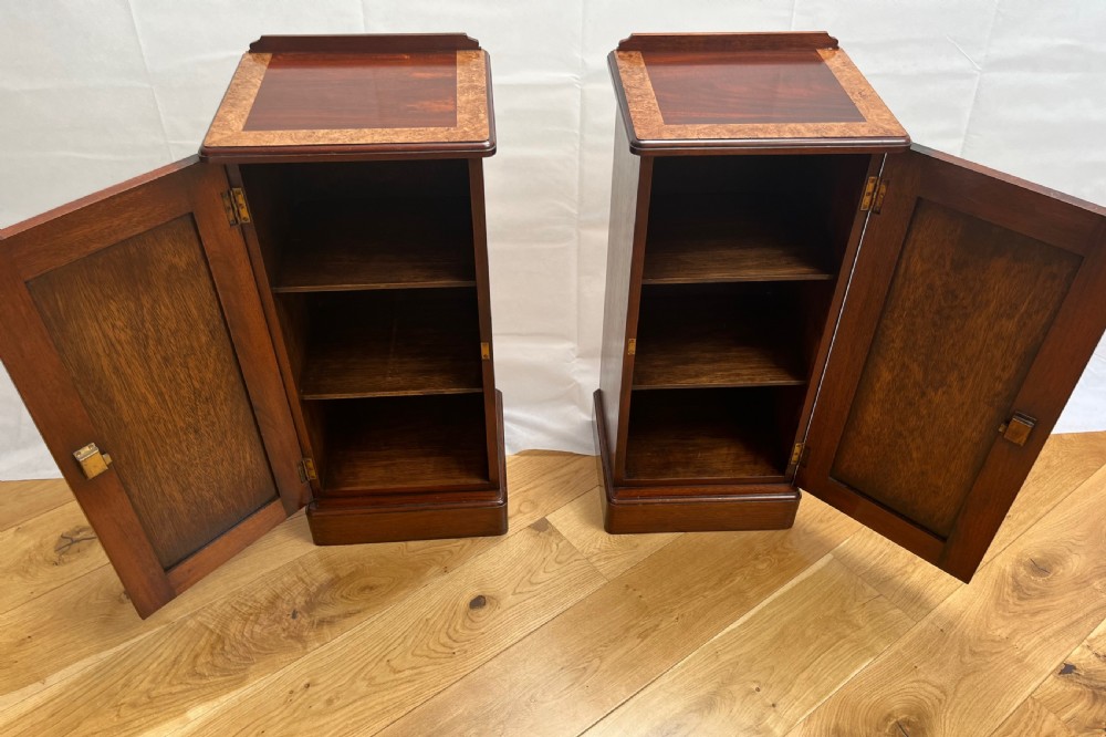 Pair of Mahogany & Burr Walnut Bedside Cabinets View VI
