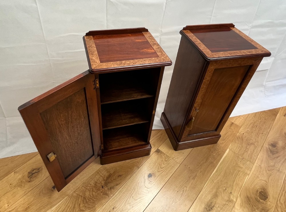 Pair of Mahogany & Burr Walnut Bedside Cabinets View IX