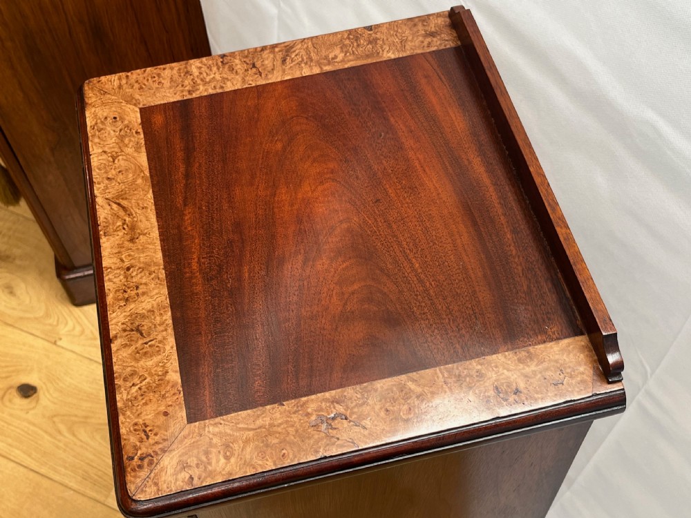 Pair of Mahogany & Burr Walnut Bedside Cabinets View XII