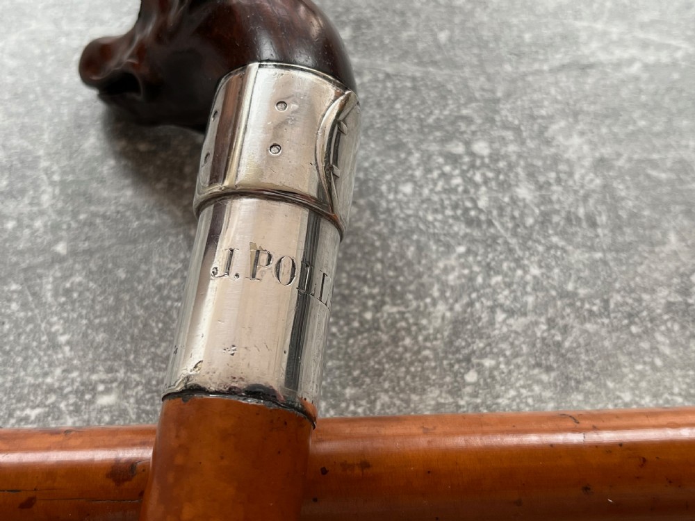 Dogs Head Sword Stick engraved for J Pollard View VI