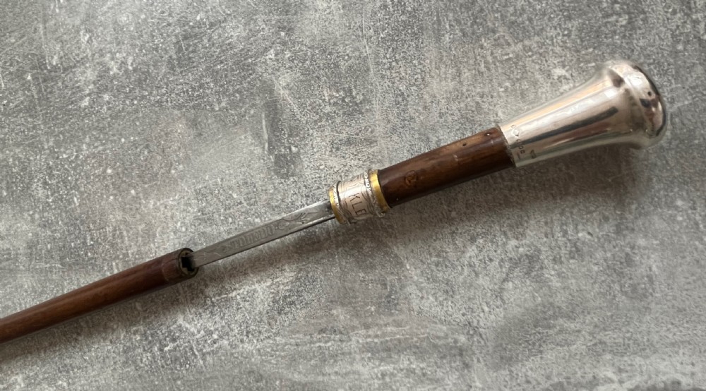 Silver Handled Sword Stick with a Toledo blade View X