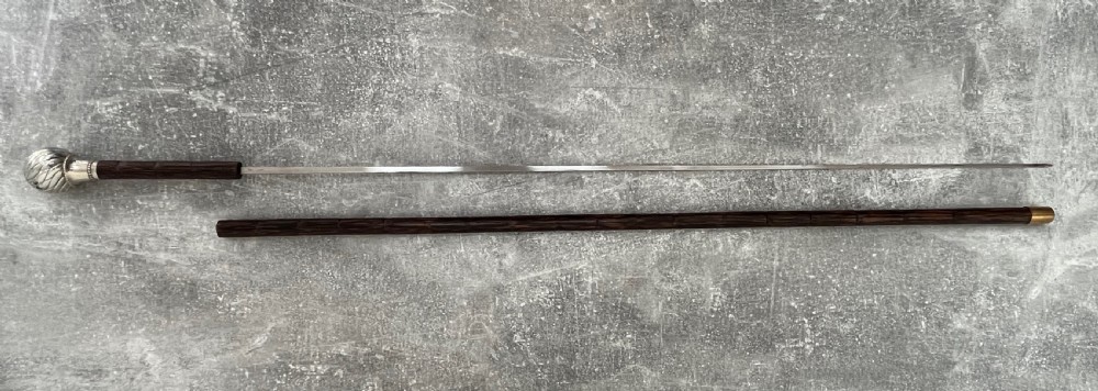 19th Century Silver Plated Ball Handled Sword Stick View II