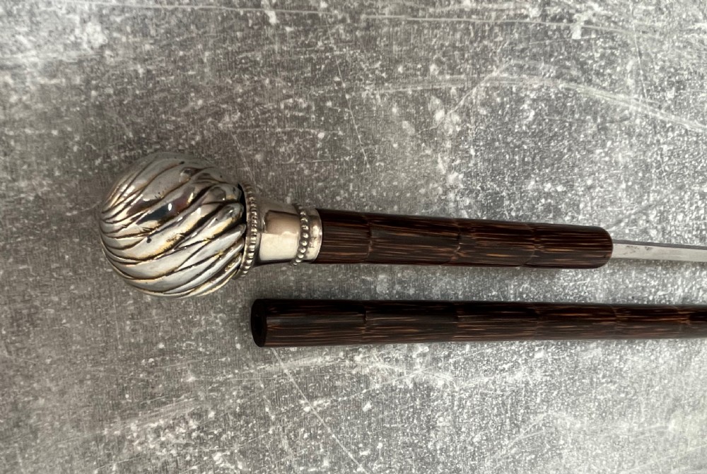 19th Century Silver Plated Ball Handled Sword Stick View IV
