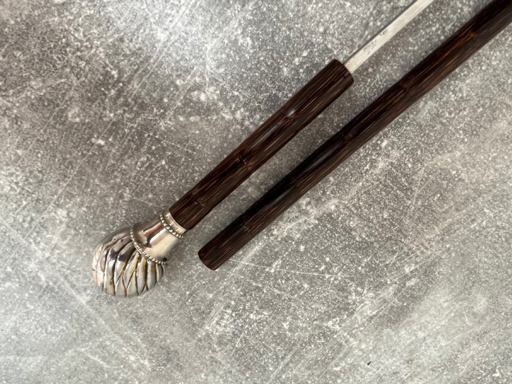 19th Century Silver Plated Ball Handled Sword Stick View V