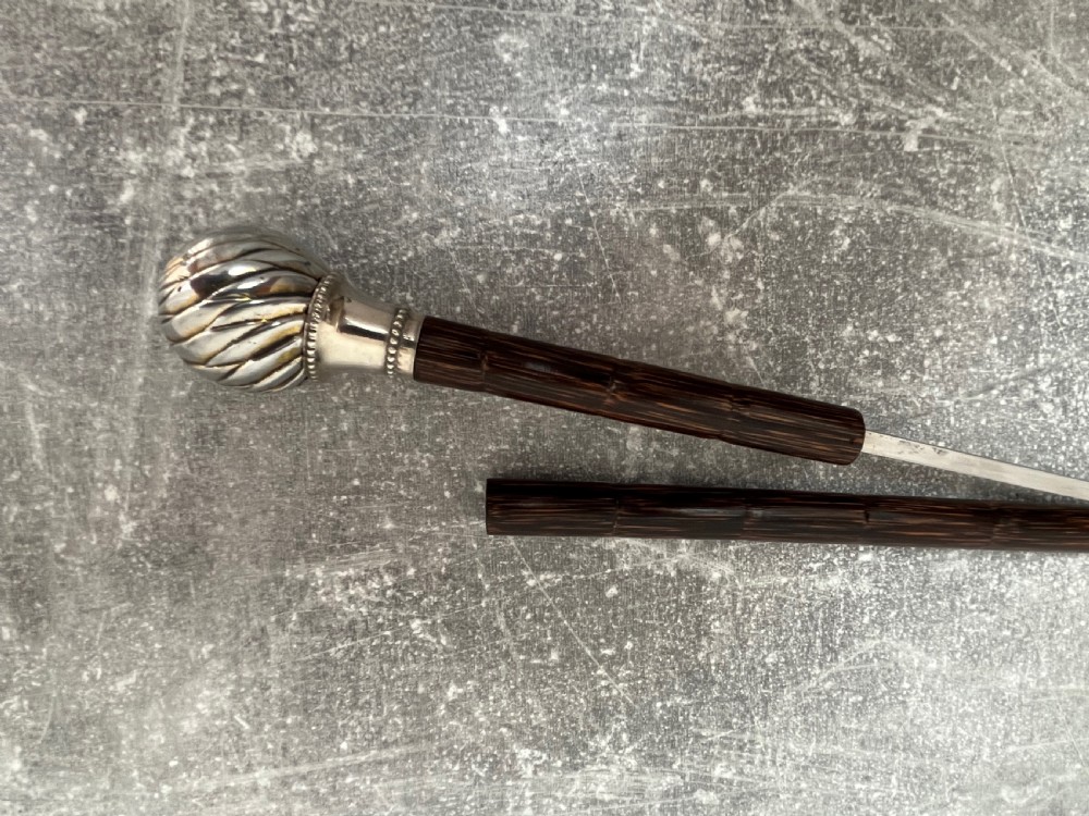 19th Century Silver Plated Ball Handled Sword Stick View VII
