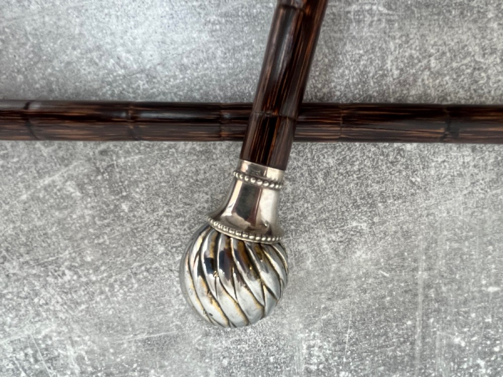 19th Century Silver Plated Ball Handled Sword Stick View VIII