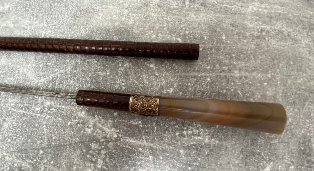Palmwood Sword Stick with Agate Handle View III