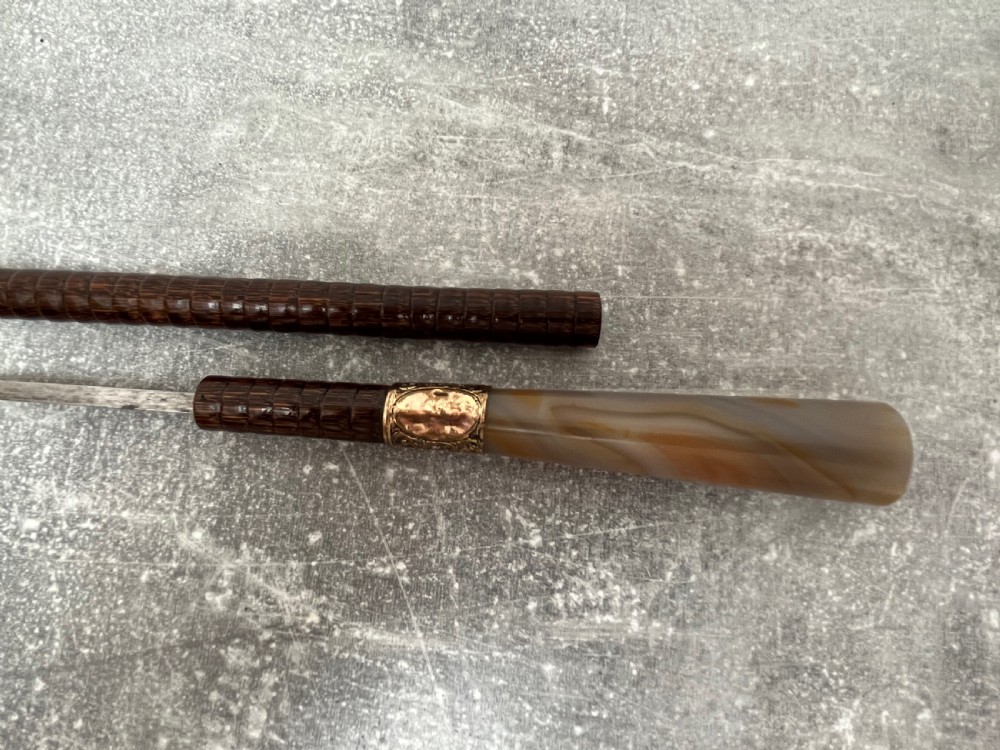 Palmwood Sword Stick with Agate Handle View IV