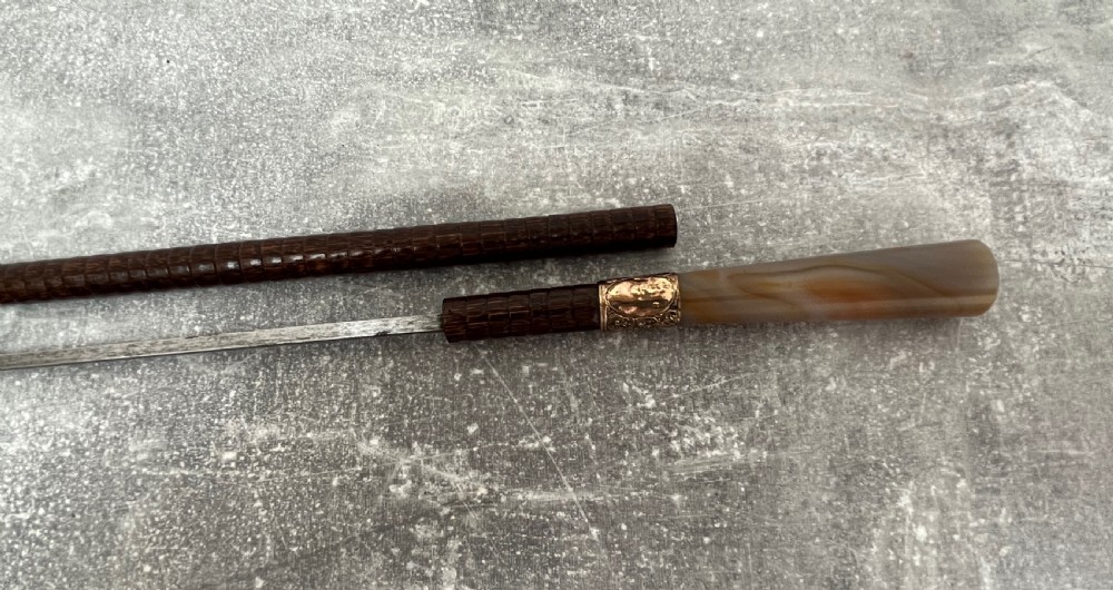 Palmwood Sword Stick with Agate Handle View V