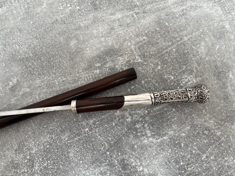 Partridge Wood Sword Stick Silver Repousse Handle Birmingham 1897 View IV