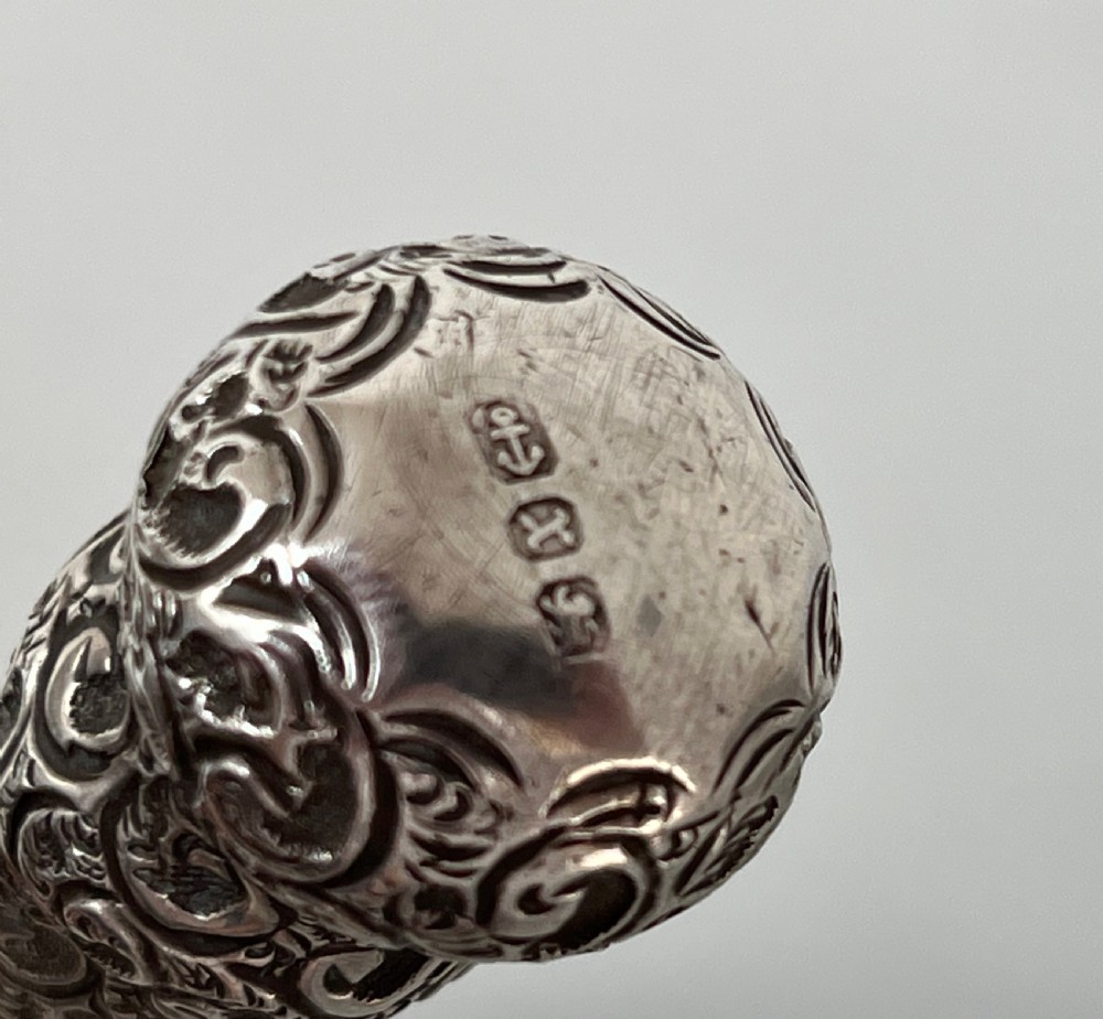 Partridge Wood Sword Stick Silver Repousse Handle Birmingham 1897 View V