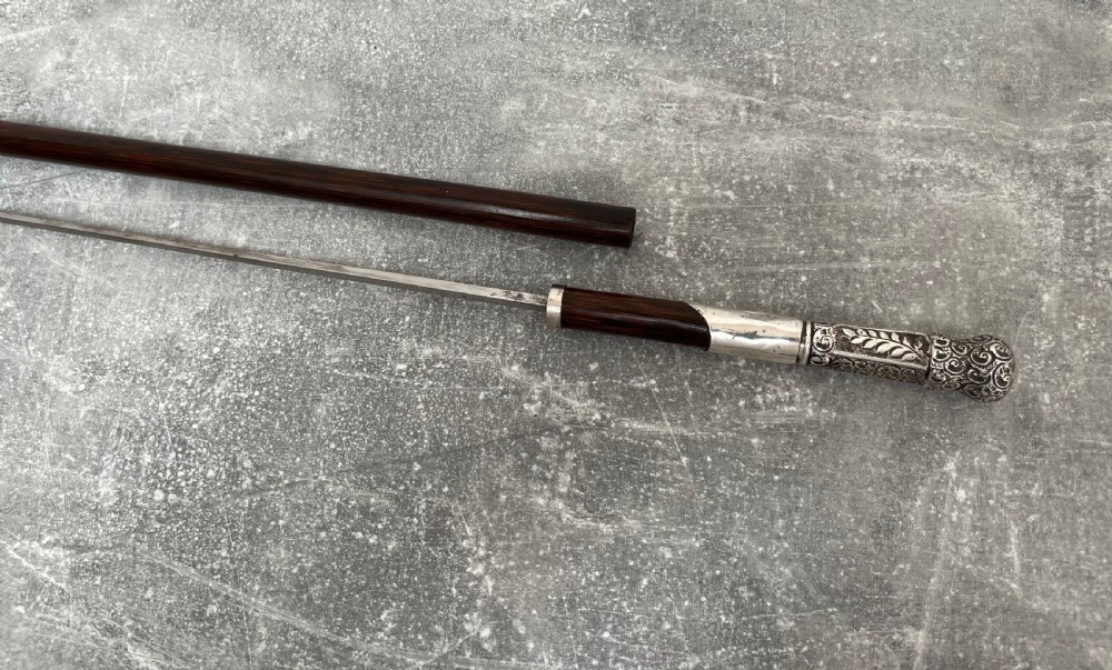 Partridge Wood Sword Stick Silver Repousse Handle Birmingham 1897 View VI