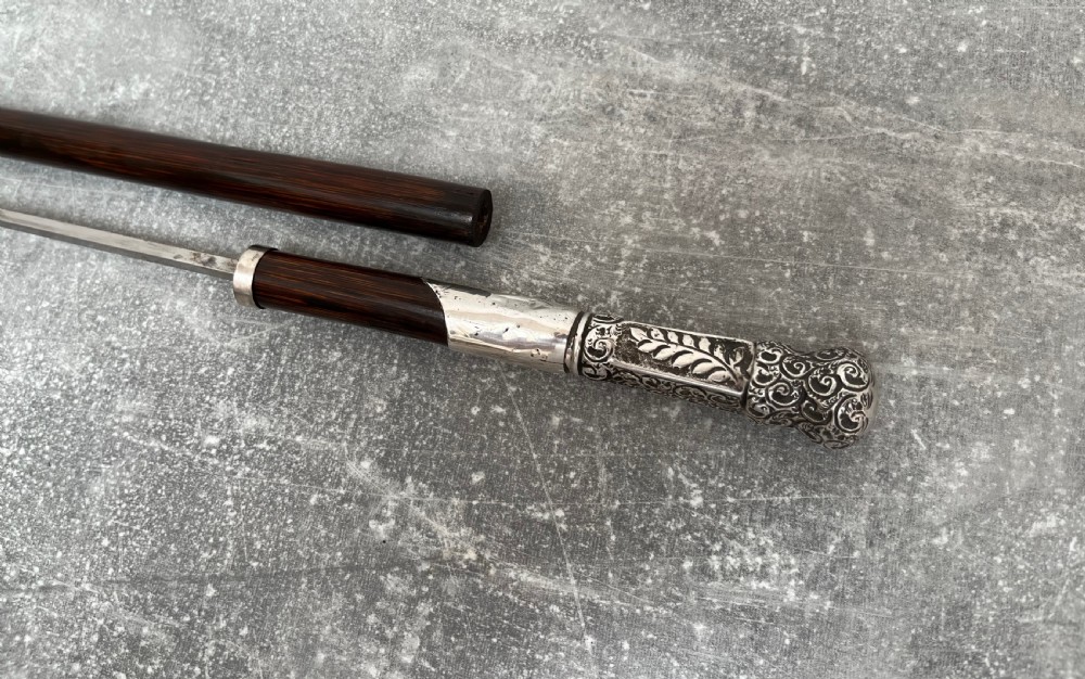 Partridge Wood Sword Stick Silver Repousse Handle Birmingham 1897 View VII