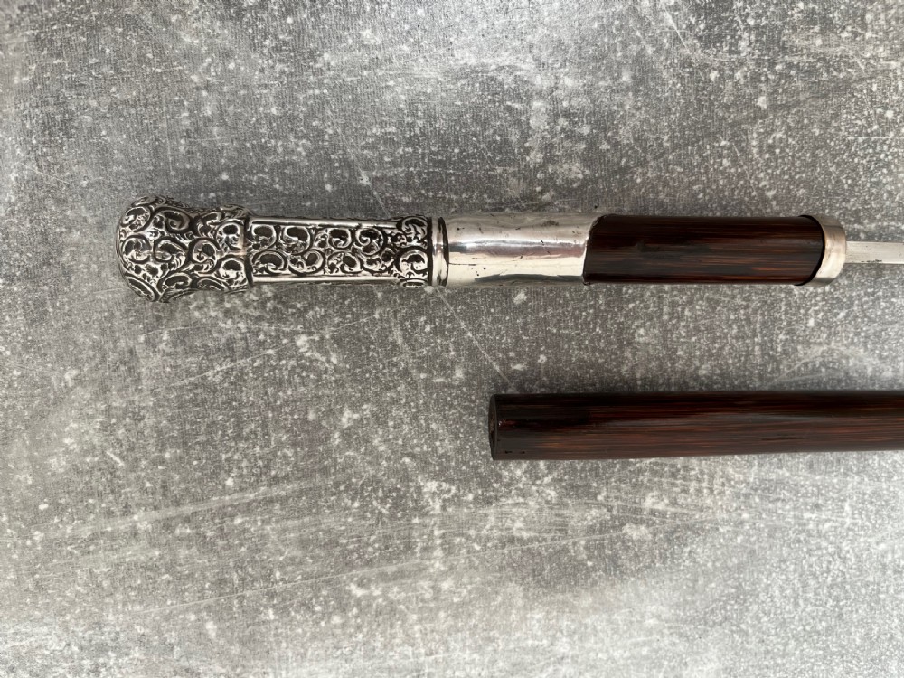 Partridge Wood Sword Stick Silver Repousse Handle Birmingham 1897 View IX