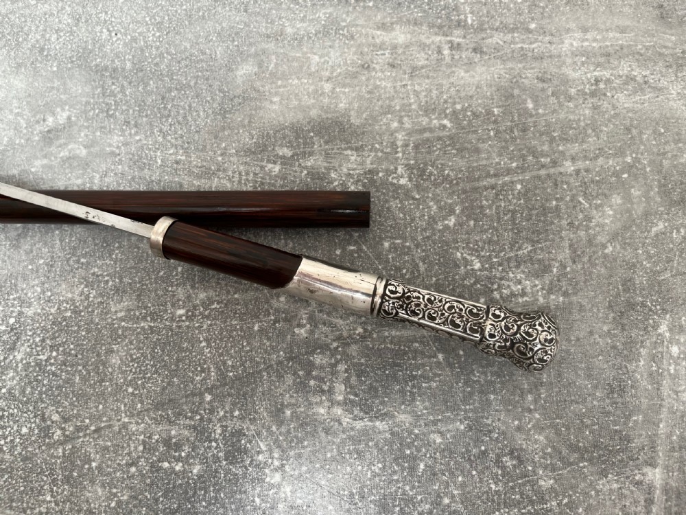 Partridge Wood Sword Stick Silver Repousse Handle Birmingham 1897 View X