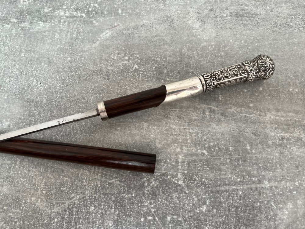 Partridge Wood Sword Stick Silver Repousse Handle Birmingham 1897 View XI