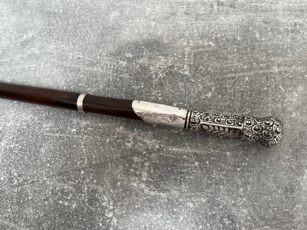 Partridge Wood Sword Stick Silver Repousse Handle Birmingham 1897 View XII