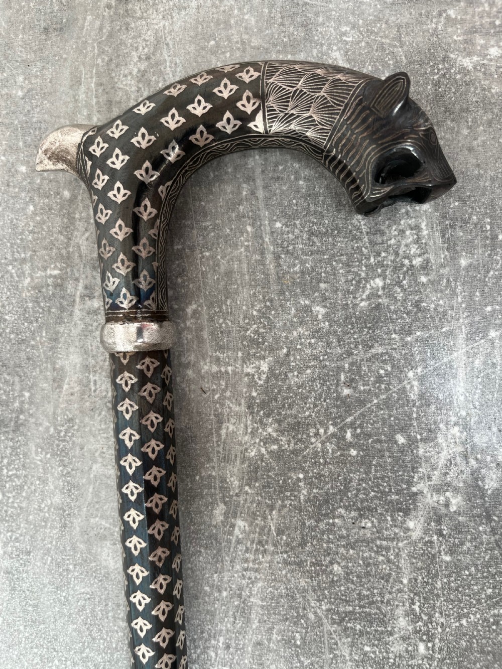 Rare Steel Niello Worked 3 Section Sword Stick View III