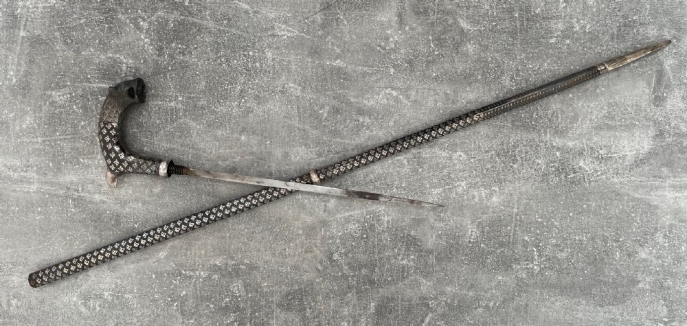 Rare Steel Niello Worked 3 Section Sword Stick View VIII