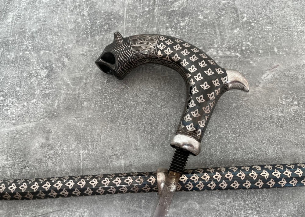 Rare Steel Niello Worked 3 Section Sword Stick View IX