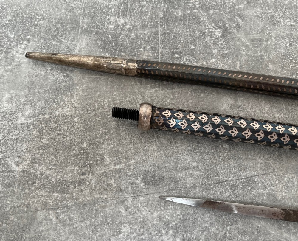 Rare Steel Niello Worked 3 Section Sword Stick View XIII