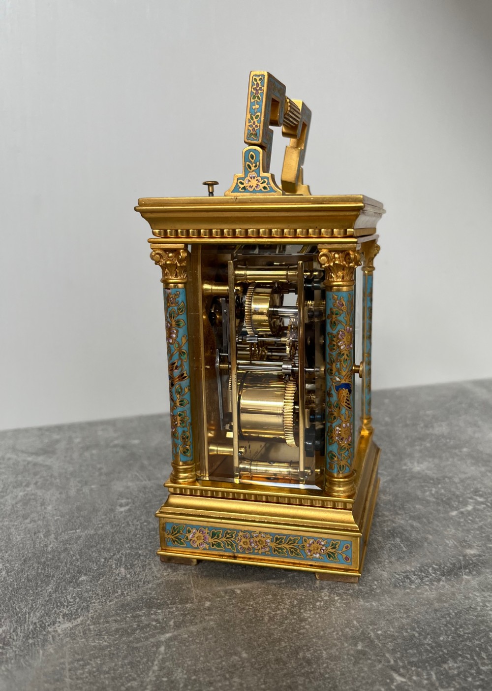French Cloisonne Enamel Carriage Clock in Anglaise Riche Case View VII