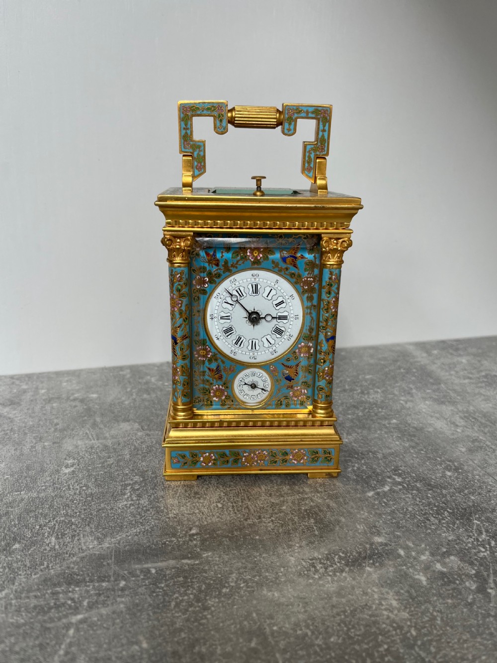 French Cloisonne Enamel Carriage Clock in Anglaise Riche Case View VIII