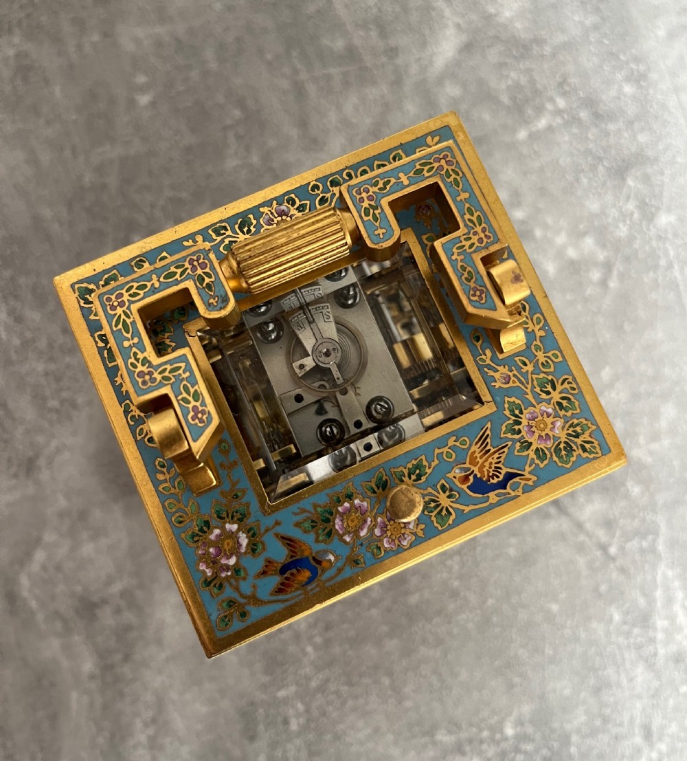 French Cloisonne Enamel Carriage Clock in Anglaise Riche Case View XIII