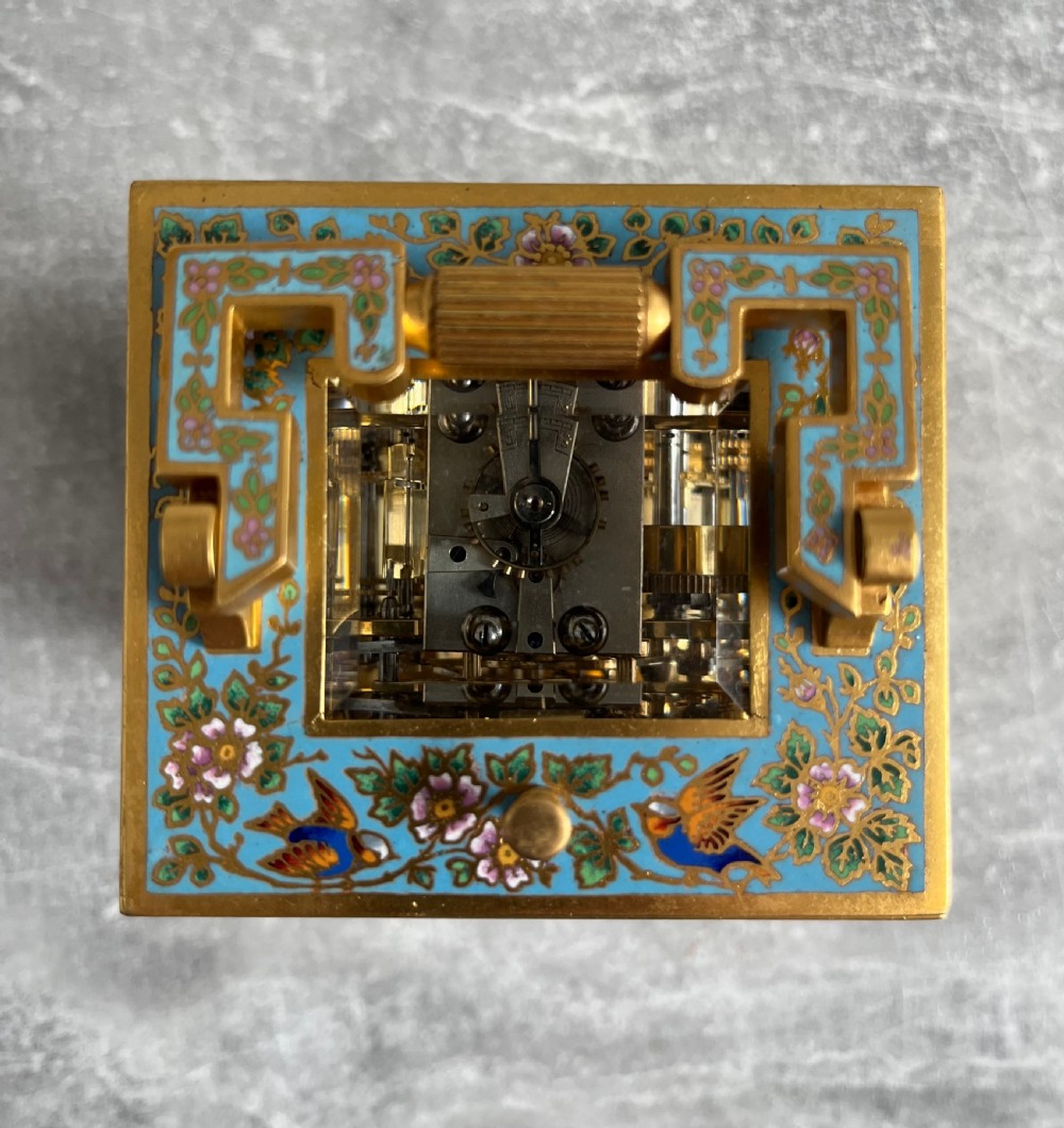 French Cloisonne Enamel Carriage Clock in Anglaise Riche Case View XIV