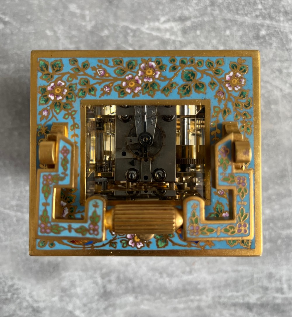 French Cloisonne Enamel Carriage Clock in Anglaise Riche Case View XV