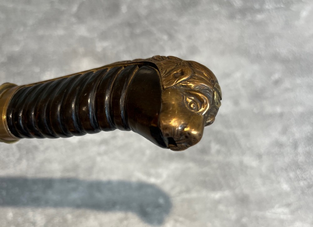Oval Malacca Sword Cane with Brass Lions Head Handle View XIII