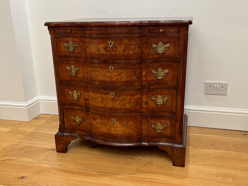 Burr Walnut Serpentine Bachelors Chest