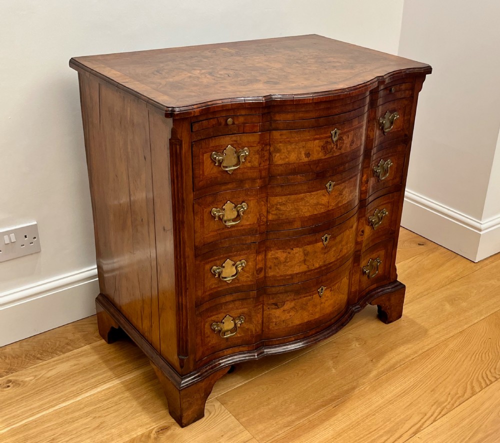 Burr Walnut Serpentine Bachelors Chest View III