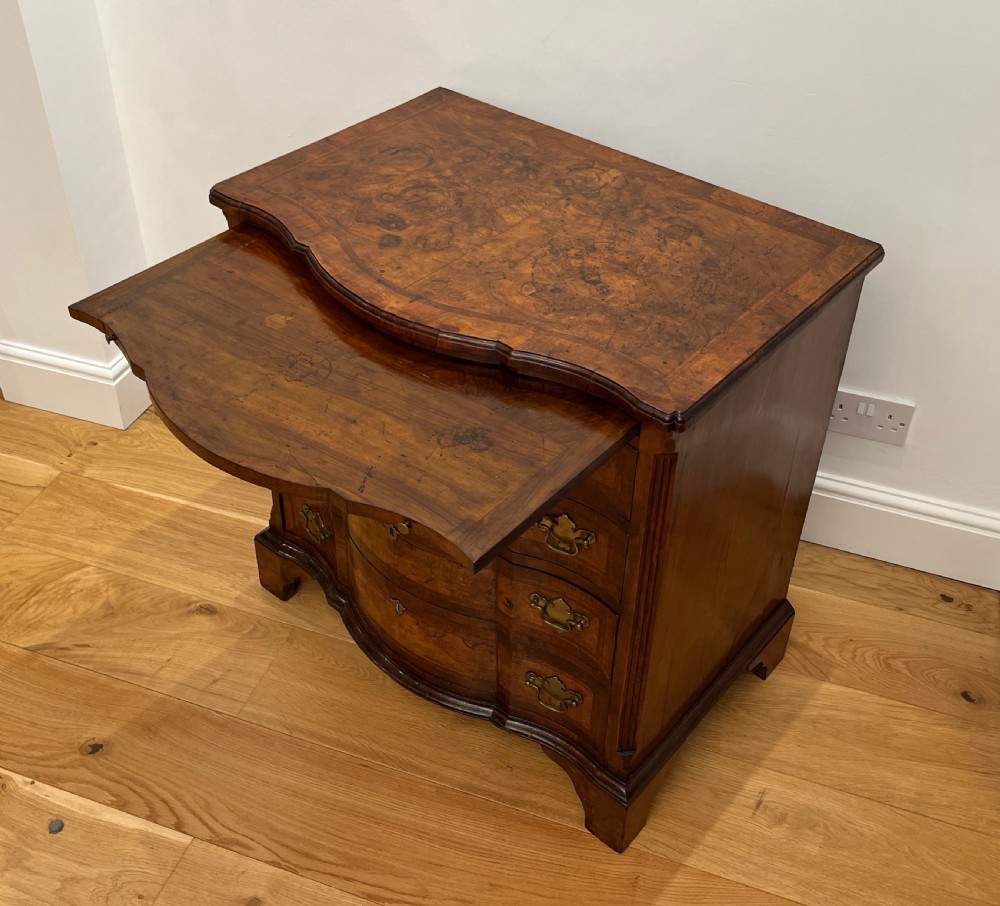 Burr Walnut Serpentine Bachelors Chest View VIII